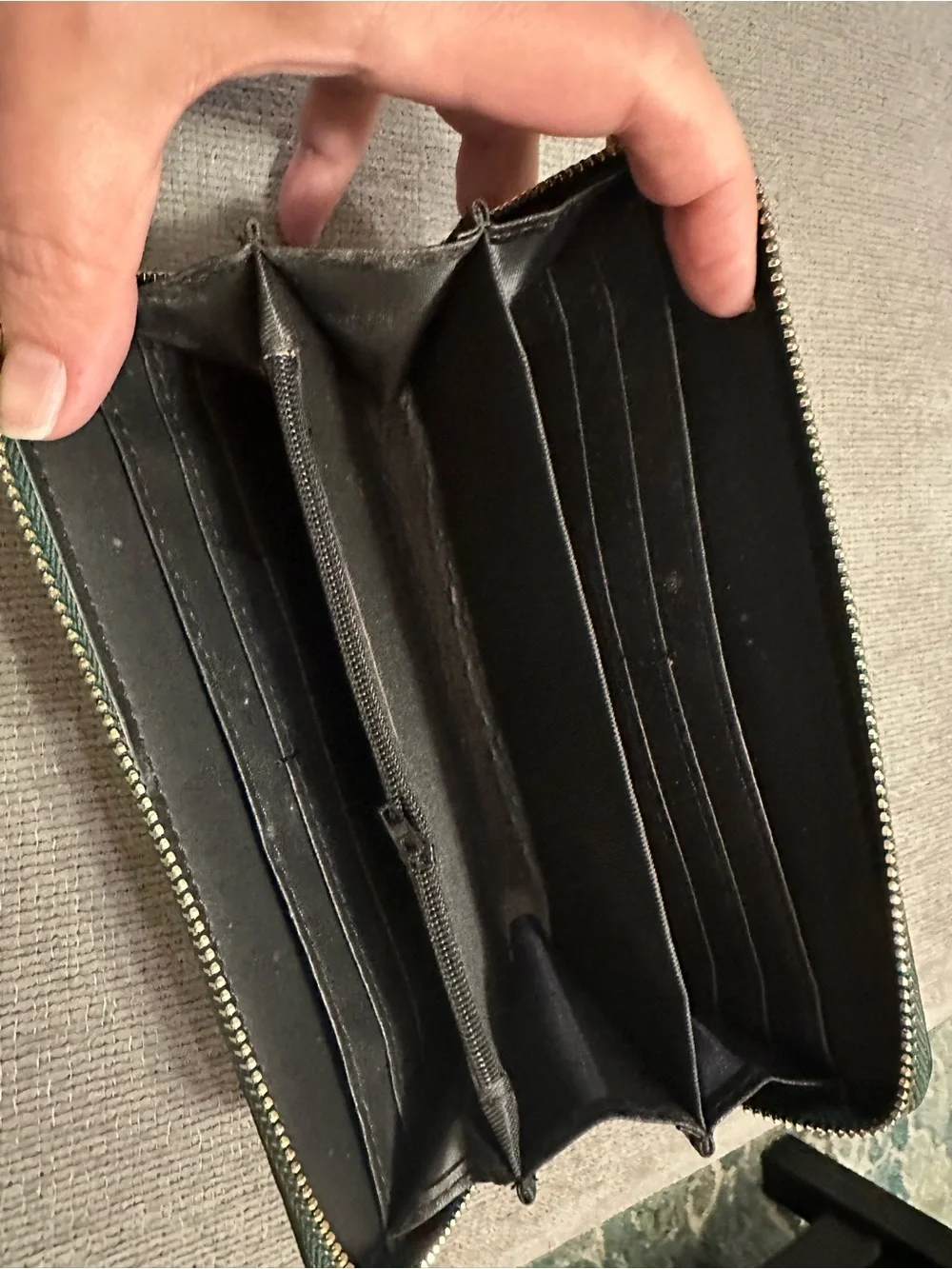 Green Floral Embossed Wallet
